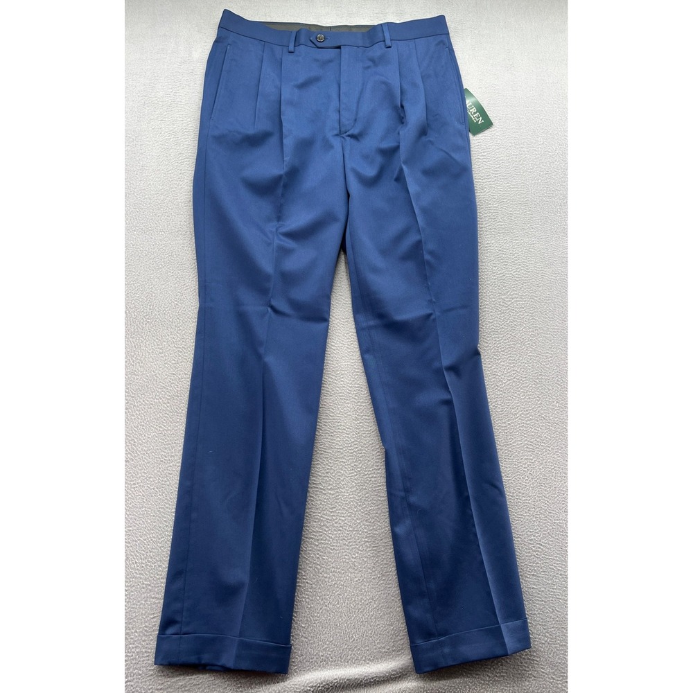 Lauren Ralph Lauren Dress Pants Men's 34x34 Blue Ultraflex Classic Fit Pleat NWT